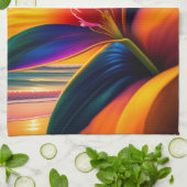 熱帯パラダイスフラワー キッチンタオル (折り畳み)