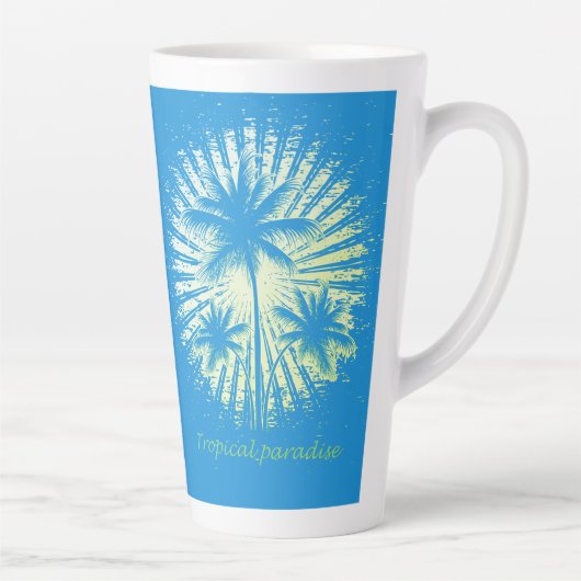 熱帯パラダイスヤシの木の太陽 カフェラテマグ (右)