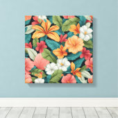 熱帯パラダイス鮮やかシームレスパターン キャンバスプリント (インサイチュ (ウッドフロア))
