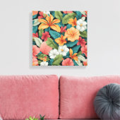 熱帯パラダイス鮮やかシームレスパターン キャンバスプリント (インサイチュ (リビング))