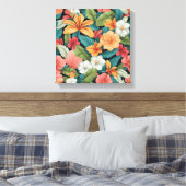 熱帯パラダイス鮮やかシームレスパターン キャンバスプリント (インサイチュ (寝室))