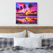 熱帯パラダイス：夕日のヤシの木 キャンバスプリント (インサイチュ (寝室))