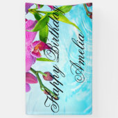 熱帯パラダイス，禅，平和，ラン，青い水，ヨガ 横断幕 (縦)