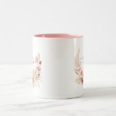 熱帯パンパスグラスリース水彩ボホフローラ ツートーンマグカップ (中央)