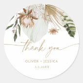 熱帯パンパスグラス結婚のクラシックラウンドスティック ラウンドシール (正面)