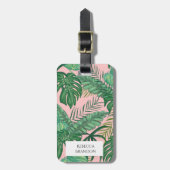 熱帯パーガーリームリーフピンクラゲージタグ ラゲッジタグ (正面縦)
