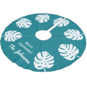 熱帯パーソナライズされたクリスマスパームリーフホリデー ブラッシュドポリエステルツリースカート (アングル)