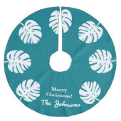 熱帯パーソナライズされたクリスマスパームリーフホリデー ブラッシュドポリエステルツリースカート (正面)