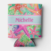 熱帯パーソナライズされたヒトデ夏ビーチ 缶クーラー (正面)