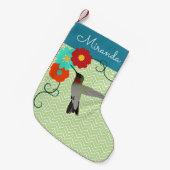 熱帯パーソナライズされたフローラハミングバード スモールクリスマスストッキング (正面 (吊り時))