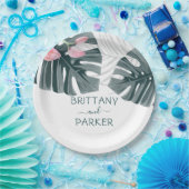 熱帯パーソナライズされたフローラ結婚ズ ペーパープレート (パーティー)