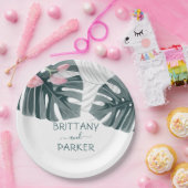 熱帯パーソナライズされたフローラ結婚ズ ペーパープレート (パーティー)