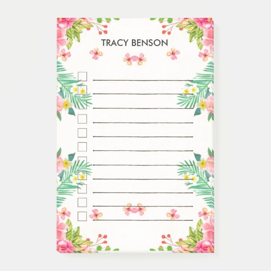 熱帯パーソナライズされたフローラ ポストイット (正面)