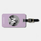 熱帯パーソナライズされたモノグラム淡い色のパープル ラゲッジタグ (正面横)