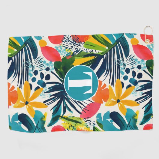 熱帯パーソナライズされた抽象芸術模様 ゴルフタオル (横)