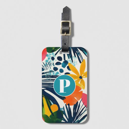 熱帯パーソナライズされた抽象芸術模様 ラゲッジタグ (正面縦)