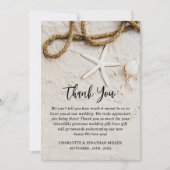 熱帯パーソナライズされた沿岸ビーチ結婚式 サンキューカード (正面)