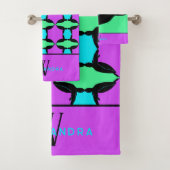 熱帯パーソナライズされた海カラフル亀モノグラム バスタオルセット (インサイチュ)