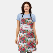 熱帯パーソナライズされた花エプロン エプロン (着用した状態)