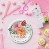 熱帯パーソナライズされた花 ペーパープレート (パーティー)