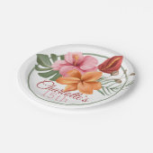熱帯パーソナライズされた花 ペーパープレート (アングル)