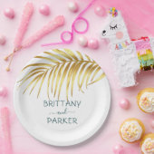 熱帯パーソナライズされた金ゴールド結婚ズ ペーパープレート (パーティー)