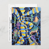 熱帯パーティー – ルミネッセンス熱帯抽象芸術 インビテーションポストカード (正面/裏面)