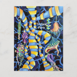 熱帯パーティー – ルミネッセンス熱帯抽象芸術 インビテーションポストカード