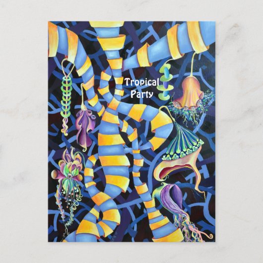 熱帯パーティー – ルミネッセンス熱帯抽象芸術 インビテーションポストカード (正面)