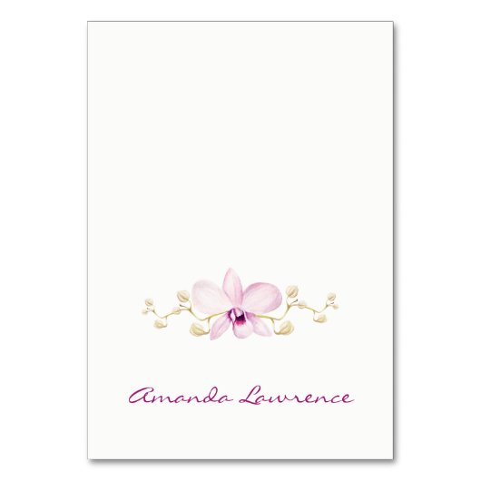 熱帯パープルオーキッドパーソナライズされた座席表 テーブルナンバー (正面)