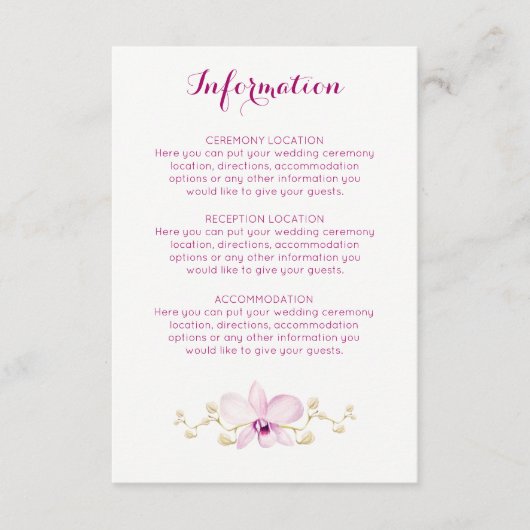 熱帯パープルオーキッドフローラ情報カード エンクロージャーカード (正面)