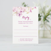 熱帯パープルオーキッド水の色の返信カード 出欠カード (スタンド正面)