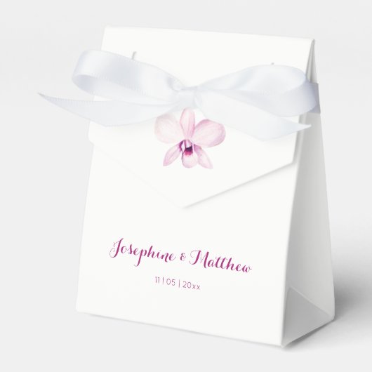 熱帯パープルオーキッド結婚フローラ フェイバーボックス (正面サイド)