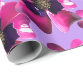 熱帯パープルオーキモダンッドフラワーグルービーヒッピー ラッピングペーパー (ロールコーナー)