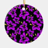 熱帯パープルハワイアンハイビスカス花 セラミックオーナメント (正面)