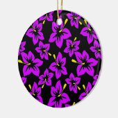 熱帯パープルハワイアンハイビスカス花 セラミックオーナメント (左)