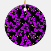 熱帯パープルハワイアンハイビスカス花 セラミックオーナメント (裏面)