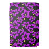 熱帯パープルハワイアンハイビスカス花 バスマット (正面縦)