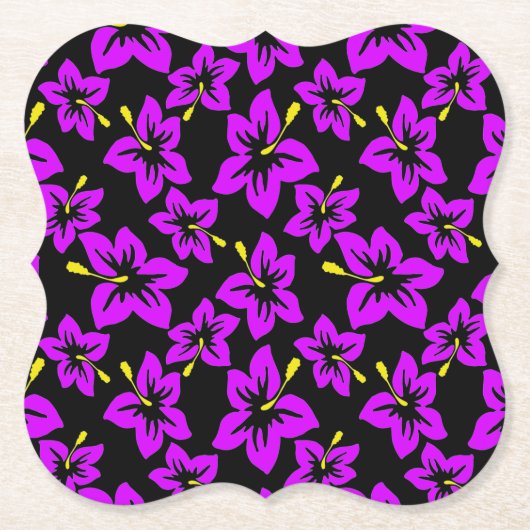 熱帯パープルハワイアンハイビスカス花 ペーパーコースター (正面)