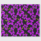熱帯パープルハワイアンハイビスカス花 ラッピングペーパー (フラット)