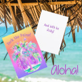 熱帯パープルフラミンゴパーソナライズされたクリスマス シーズンカード