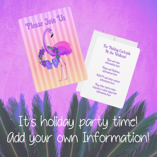 熱帯パープルフラミンゴパーソナライズされたクリスマス シーズンカード