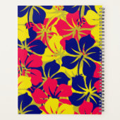 熱帯パープルブルーのピンク色の黄色い花柄 プランナー手帳 (裏面)