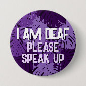 熱帯パープル離れパームの耳が聞こえない 缶バッジ (正面)