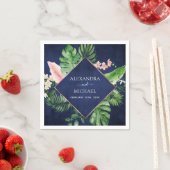 熱帯パームウォーターの色の幾何結婚的 スタンダードカクテルナプキン (インサイチュ)