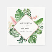 熱帯パームウォーターの色の幾何結婚的 スタンダードカクテルナプキン (正面)