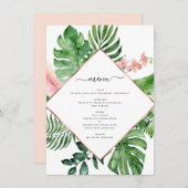 熱帯パームウォーターの色の幾何結婚的 メニュー (正面/裏面)