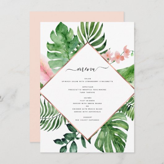 熱帯パームウォーターの色の幾何結婚的 メニュー (正面/裏面)