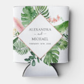 熱帯パームウォーターの色の幾何結婚的 缶クーラー (正面)