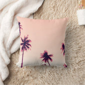 熱帯パームココナッツの木オンサンセットスカイ自然b クッション (ブランケット)